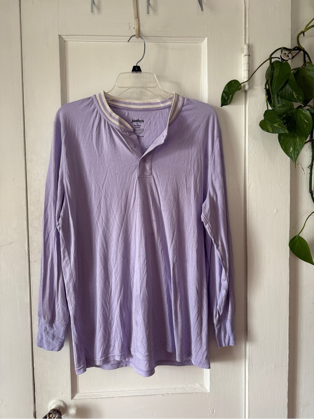 JAMBYS size XL Long-Sleeve Shirt - Light Lavender PAJAMBYS